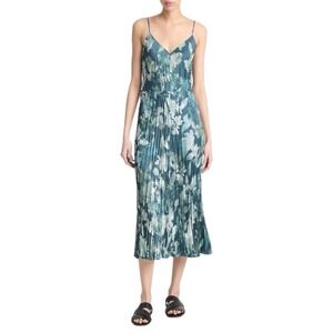 vince tossed poppy v-neck pleated dress Tossed Poppy V-Neck Pleated Dress by VINCE